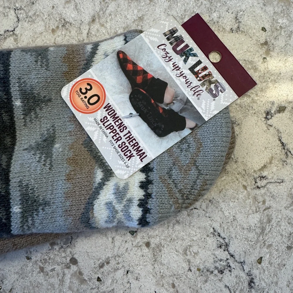 New MUK LUKS women's thermal slipper sock Taupe‎